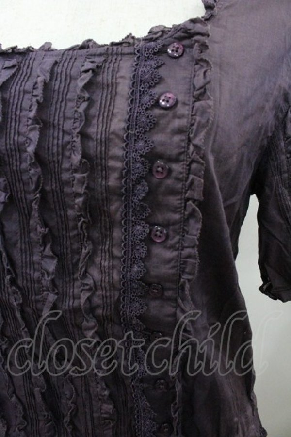 画像3: PINK HOUSE / スクウェアネック半袖ブラウス  パープル I-26-01-18-023-LO-BL-SA-ZI (3)