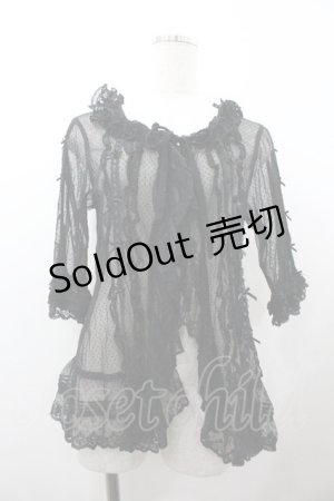 画像: PINK HOUSE / チュールフリルハシゴレースオーバーブラウス  ブラック I-26-01-18-025-LO-BL-SA-ZI