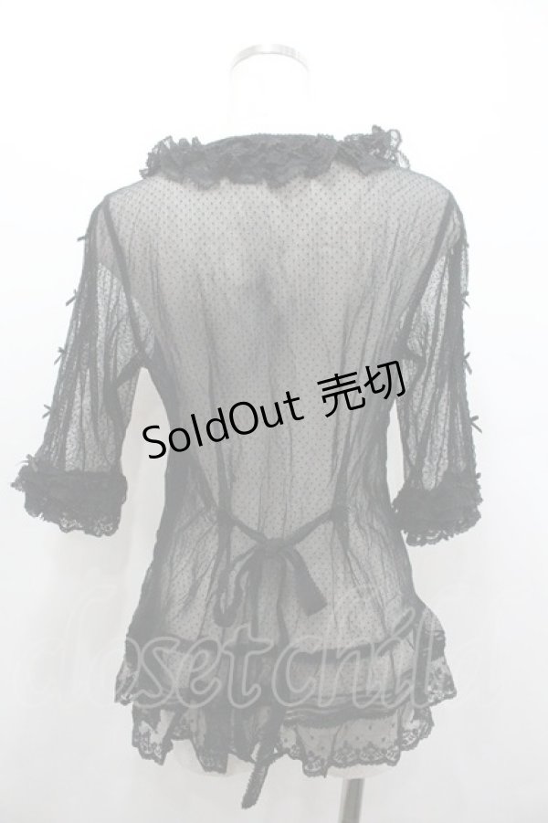 画像2: PINK HOUSE / チュールフリルハシゴレースオーバーブラウス  ブラック I-26-01-18-025-LO-BL-SA-ZI (2)