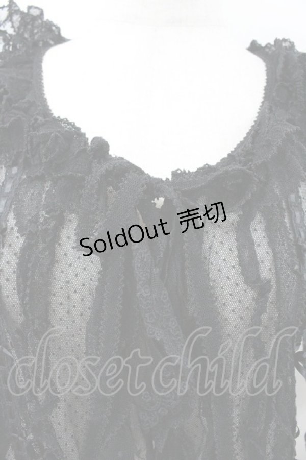 画像3: PINK HOUSE / チュールフリルハシゴレースオーバーブラウス  ブラック I-26-01-18-025-LO-BL-SA-ZI (3)