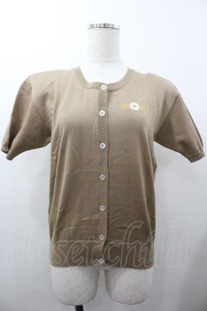 画像: PINK HOUSE / 雛菊ロゴ刺繍半袖ニットカーディガン  ブラウン I-26-01-18-027-LO-TO-SA-ZI