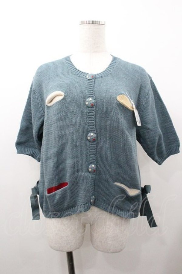 画像1: PINK HOUSE / フラワーボタンニットカーディガン  青 I-26-01-18-031-LO-TO-SA-ZI (1)