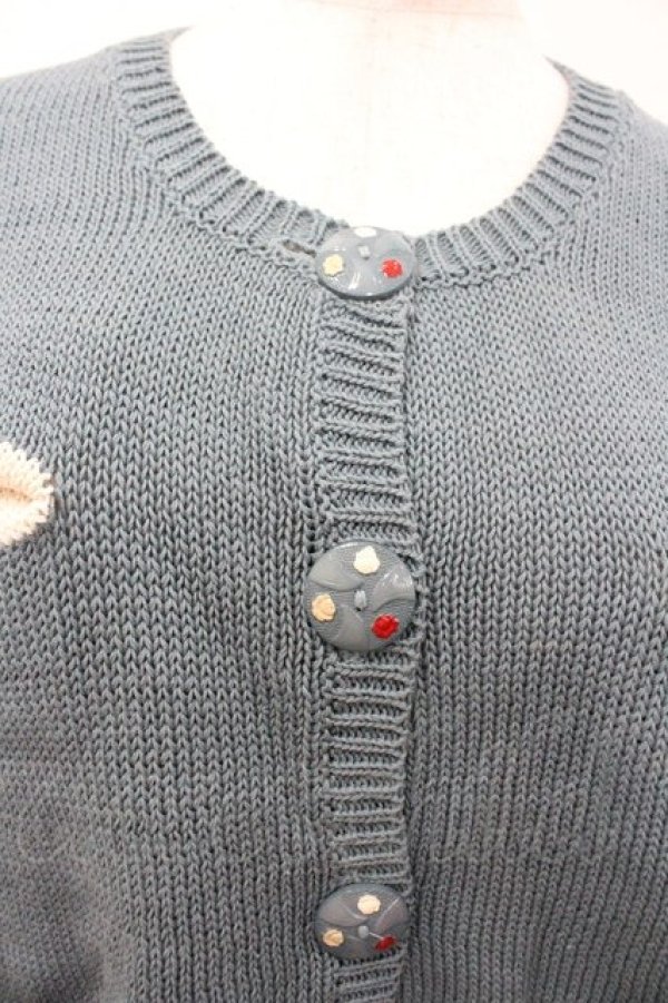 画像3: PINK HOUSE / フラワーボタンニットカーディガン  青 I-26-01-18-031-LO-TO-SA-ZI (3)