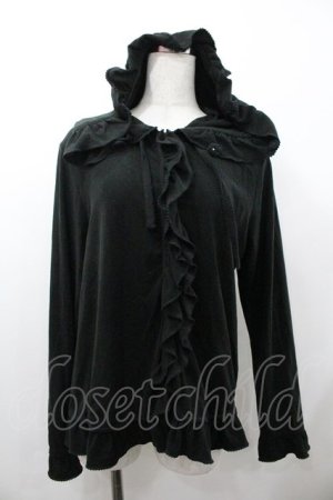 画像: PINK HOUSE / フラワーモチーフフード付きフリルカーディガン 4(L) ブラック I-26-01-18-032-LO-TO-SA-ZI