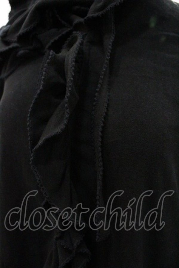 画像4: PINK HOUSE / フラワーモチーフフード付きフリルカーディガン 4(L) ブラック I-26-01-18-032-LO-TO-SA-ZI (4)