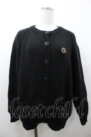 画像: PINK HOUSE / まるワッペンニットカーディガン  黒 I-26-01-18-035-LO-TO-SA-ZI