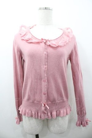 画像: PINK HOUSE / レース使いフリルニットカーディガン  ピンク I-26-01-18-036-LO-TO-SA-ZI