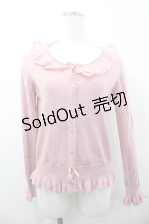 画像: PINK HOUSE / レース使いフリルニットカーディガン  ピンク I-26-01-18-036-LO-TO-SA-ZI