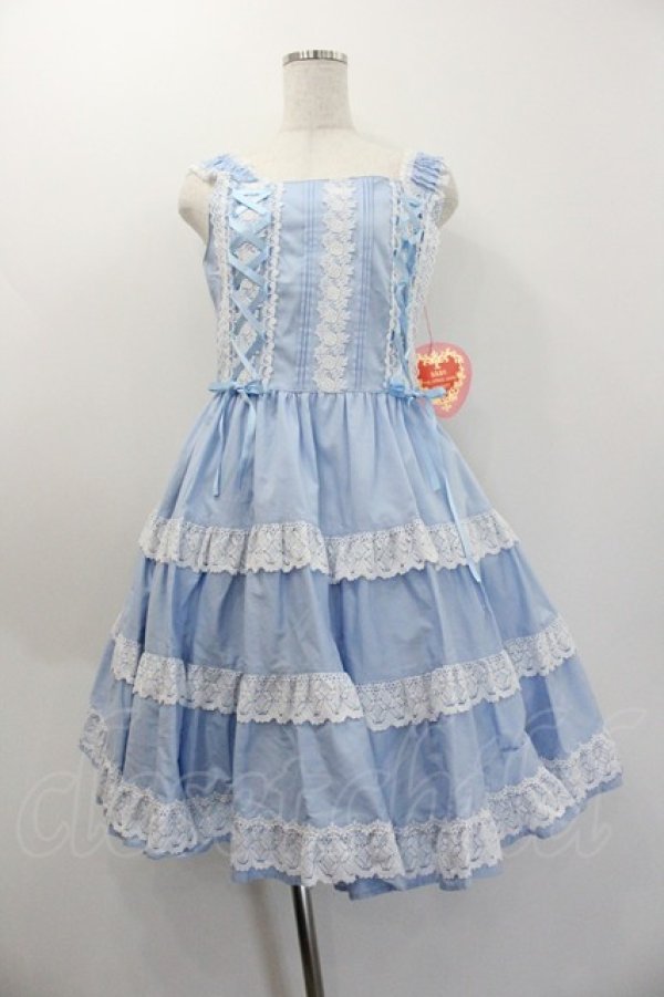 画像1: BABY,THE STARS SHINE BRIGHT / ミルフィーユジャンパースカート  サックス I-26-01-20-040-BA-OP-SA-ZI (1)