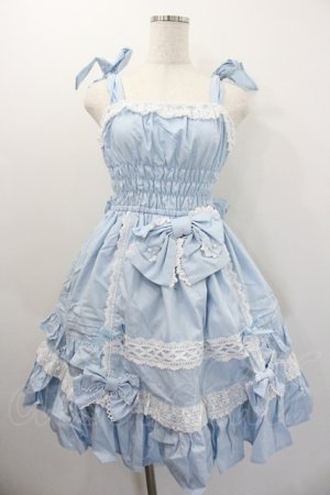 画像: Angelic Pretty / リボンシャーリングジャンパースカート  サックス I-26-01-20-041-AP-OP-SA-ZI