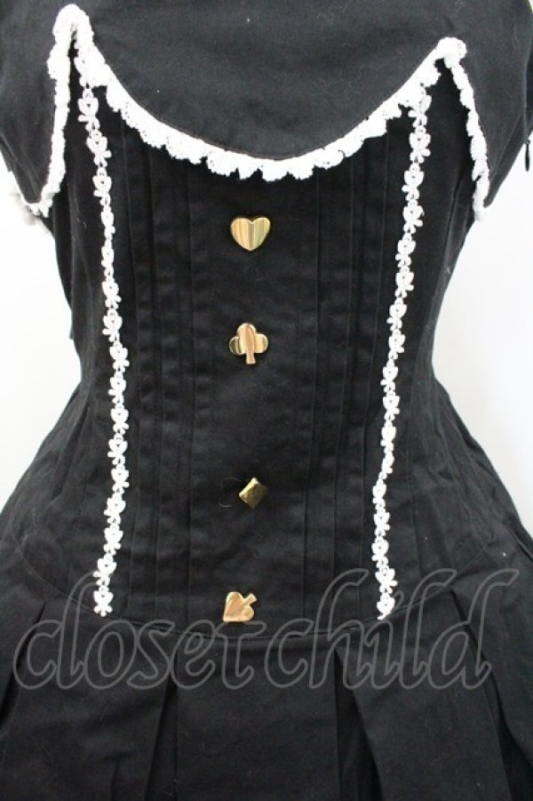 画像2: ALICE and the PIRATES /  トランプクイーンジャンパースカート  ブラック×ホワイト I-26-01-20-042-PA-OP-SA-ZI (2)