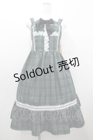 画像: Eri Aino's collaboration / TTAINリボンレースジャンパースカート L グリーンチェック I-26-01-20-054-EL-OP-SA-ZI