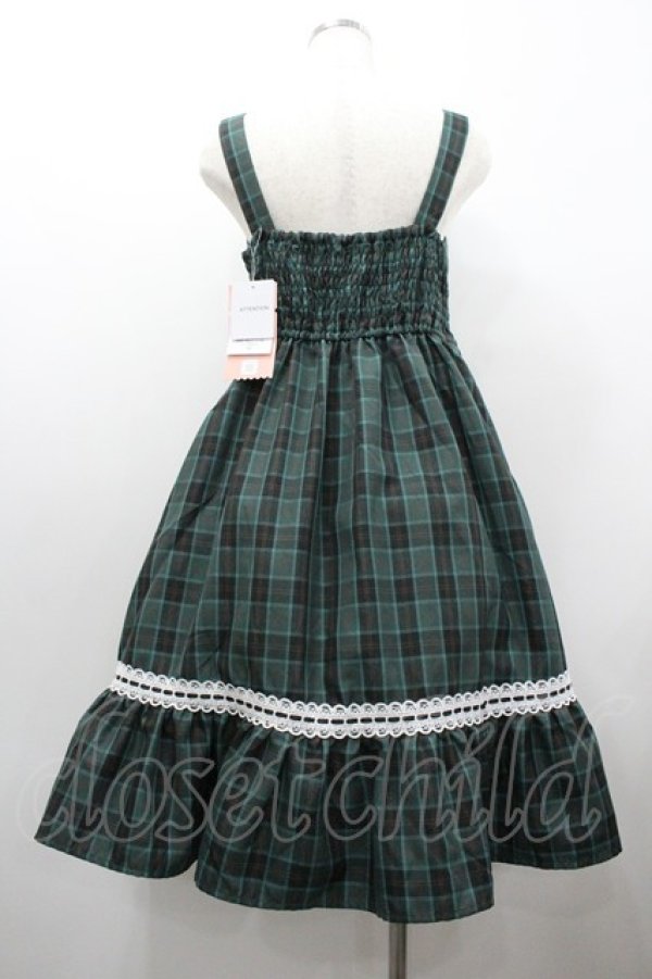 画像2: Eri Aino's collaboration / TTAINリボンレースジャンパースカート L グリーンチェック I-26-01-20-054-EL-OP-SA-ZI (2)