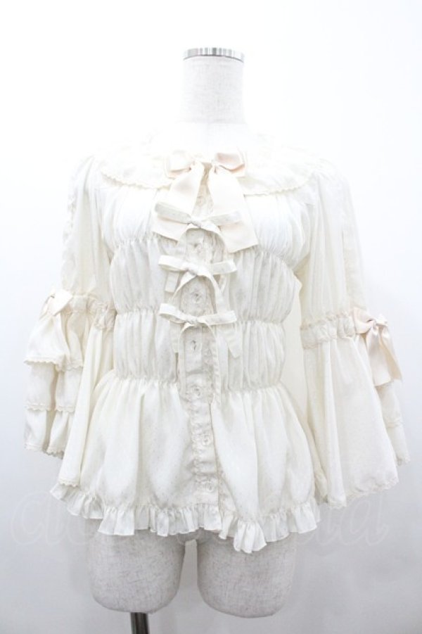 画像1: metamorphose / スクエアあきフリル姫袖ブラウス(ドットデシン)  生成り I-26-01-20-007-ME-BL-SA-ZI (1)