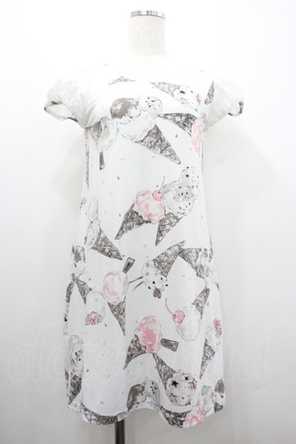 画像1: MILK / ICE CREAMワンピース  白Ｘ黒 I-26-01-20-065-ML-OP-SA-ZI (1)