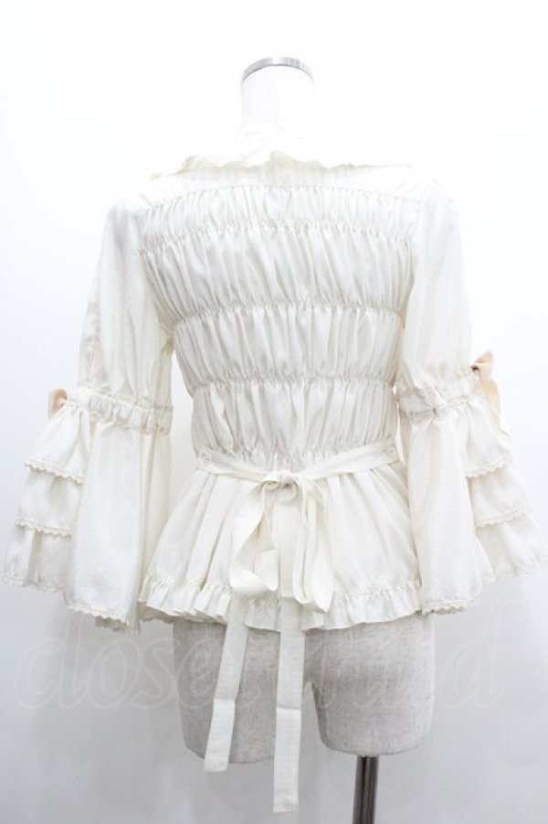 画像2: metamorphose / スクエアあきフリル姫袖ブラウス(ドットデシン)  生成り I-26-01-20-007-ME-BL-SA-ZI (2)