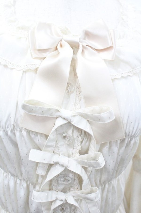 画像3: metamorphose / スクエアあきフリル姫袖ブラウス(ドットデシン)  生成り I-26-01-20-007-ME-BL-SA-ZI (3)