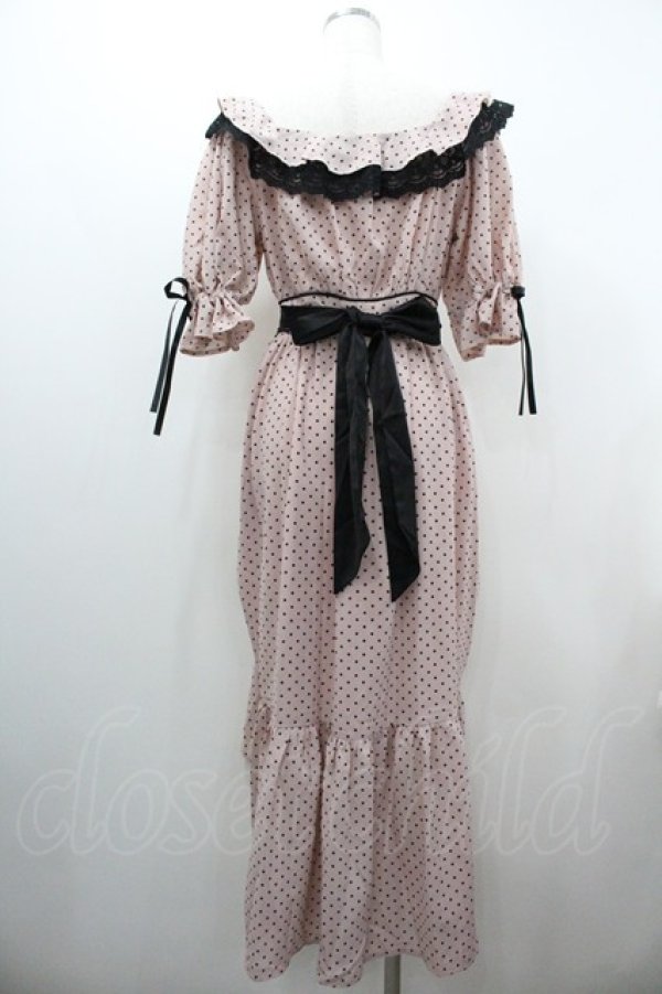 画像2: Manon Mimie / Gather Frill Dot Long OP  ピンクｘ黒 I-26-01-20-073-EL-OP-SA-ZI (2)