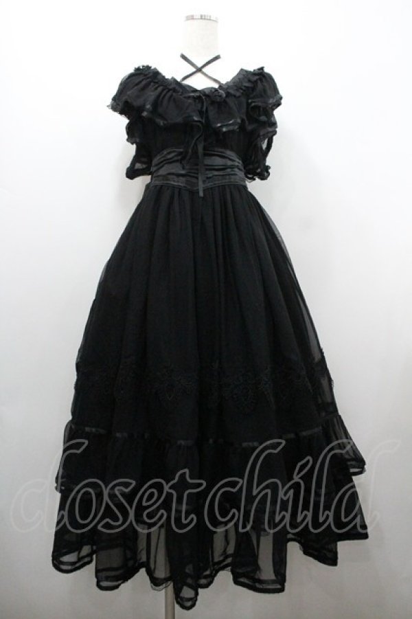 画像1: Triple fortune / シフォンロングワンピース  黒 I-26-01-20-074-EL-OP-SA-ZI (1)