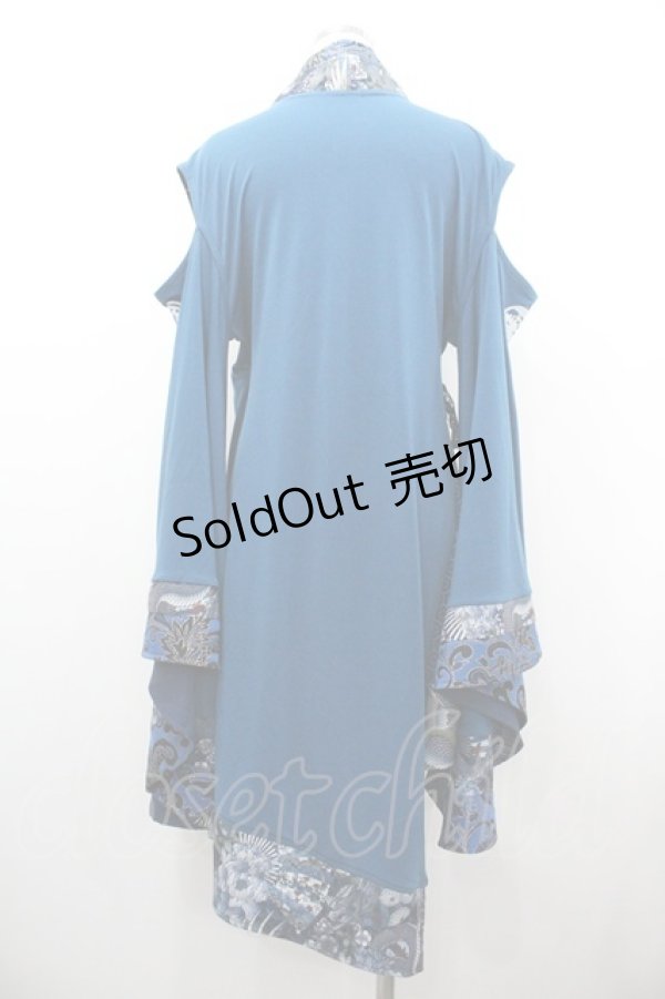 画像2: Qutie Frash / /着物袖ロングカーディガン  青 I-26-01-20-076-QU-TO-SA-ZI (2)