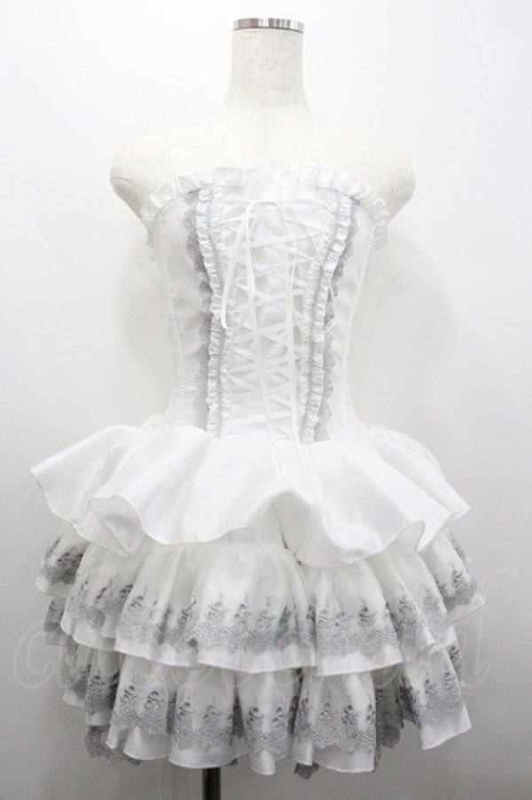 画像1: ATELIER PIERROT / Mini Corset Dress  白Ｘシルバー I-26-01-20-077-EL-OP-SA-ZI (1)