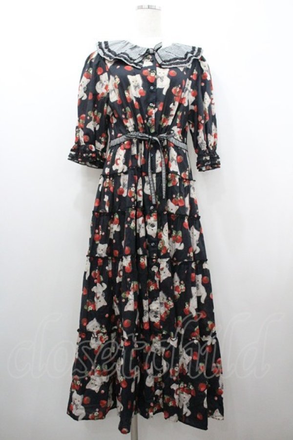 画像1: alcali / alcali × misako aoki/サイベリアンストロベリーワンピース  黒 I-26-01-20-079-LO-OP-AS-ZI (1)