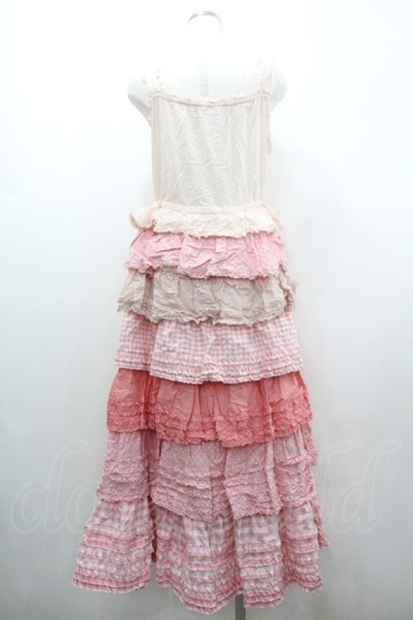 画像2: PINK HOUSE / 配色フリル使いキャミソールワンピース  ピンク I-26-01-20-082-LO-OP-SA-ZI (2)