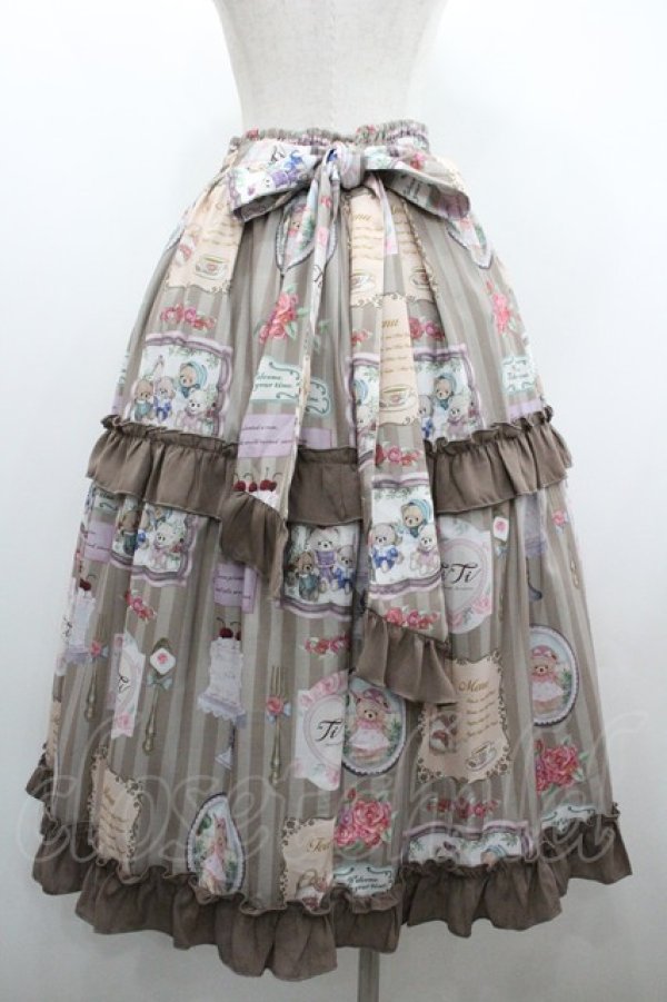 画像2: axes femme kawaii / ティティ×ベアファミリースカート  ブラウン I-26-01-20-083-AX-SK-SA-ZI (2)