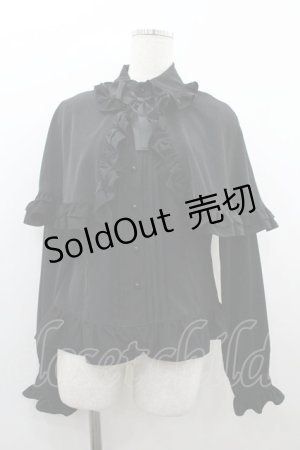 画像: AND ROMEO / シフォンケープシフォンブラウス  黒 I-26-01-20-009-LO-BL-SA-ZI