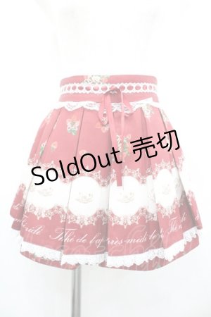 画像: Ank Rouge / aftanoon tea printスカパン  赤Ｘ白 I-26-01-20-090-CA-PA-SA-ZI