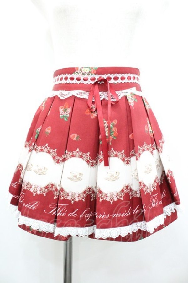 画像1: Ank Rouge / aftanoon tea printスカパン  赤Ｘ白 I-26-01-20-090-CA-PA-SA-ZI (1)