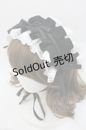 画像: MARBLE / フリルレース&ローズリボンヘッドドレス  黒ｘ白 I-26-01-20-103-GO-AC-SA-ZI