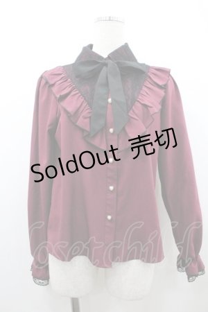 画像: NOEMIE / 配色フリルレースブラウス  ボルドーＸ黒 I-26-01-20-011-LO-BL-SA-ZI