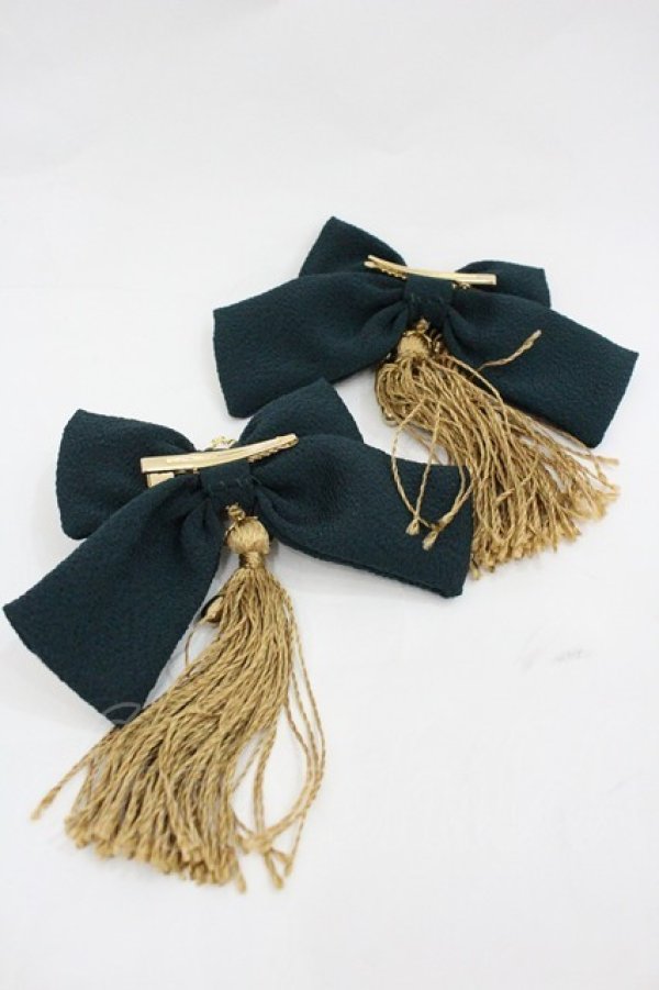 画像2: Amavel / 曼殊沙華と灯籠のチャイナリボンクリップ  グリーン I-26-01-20-106-CA-AC-AS-ZI (2)