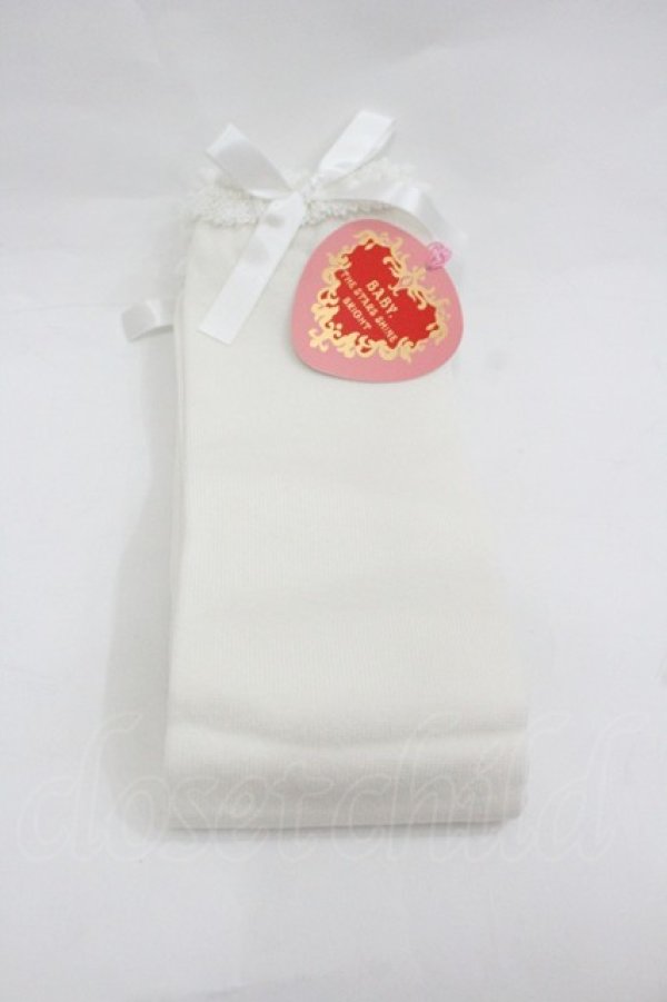 画像1: BABY,THE STARS SHINE BRIGHT / 小レースオーバーニーソックス  白 I-26-01-20-109-BA-ZA-SA-ZI (1)