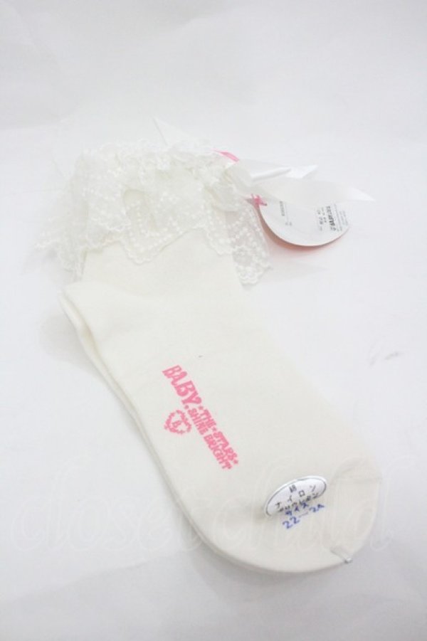 画像2: BABY,THE STARS SHINE BRIGHT / チュールレースクルー丈ソックス  白 I-26-01-20-110-BA-ZA-SA-ZI (2)