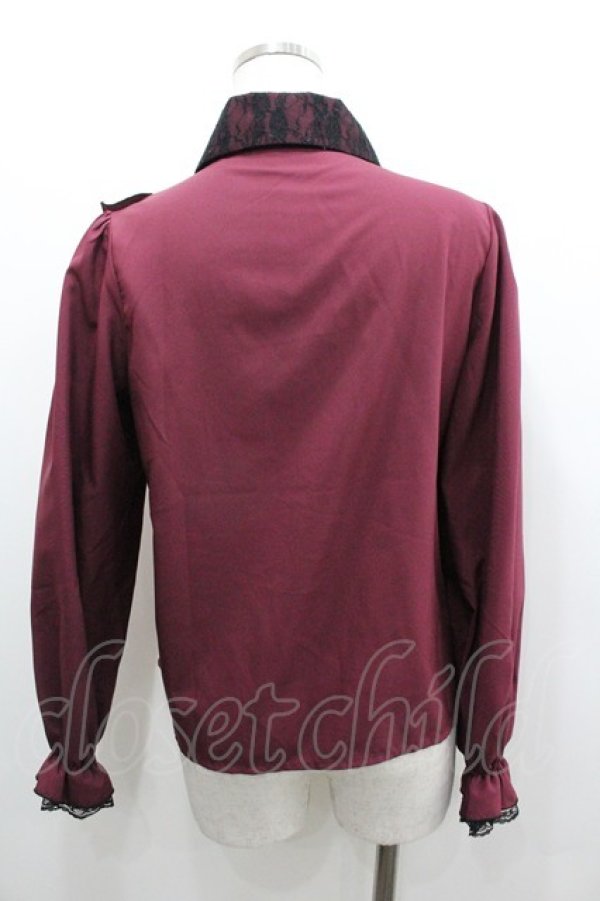 画像2: NOEMIE / 配色フリルレースブラウス  ボルドーＸ黒 I-26-01-20-011-LO-BL-SA-ZI (2)