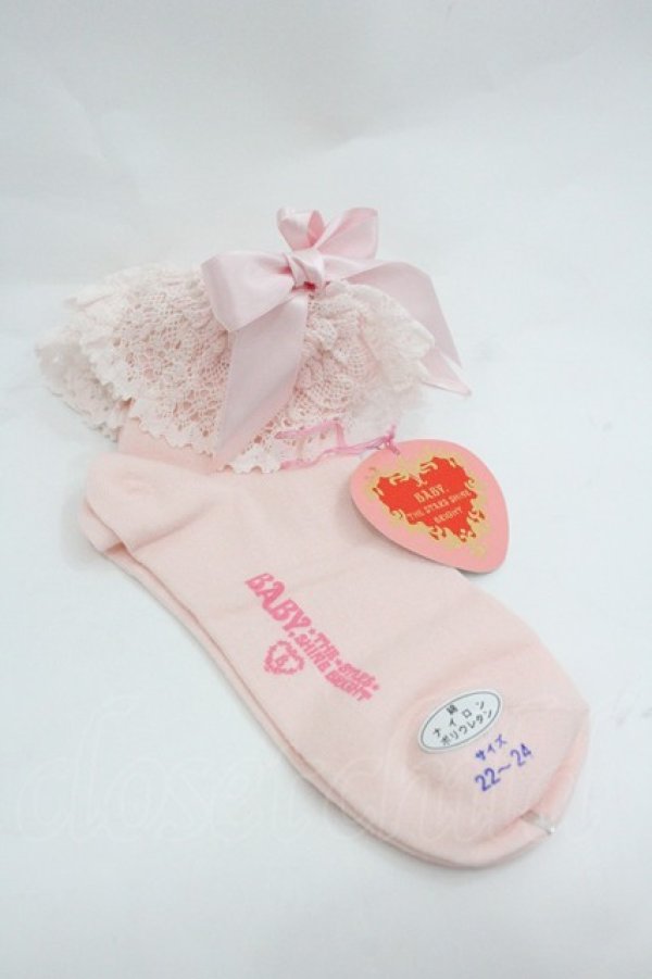 画像2: BABY,THE STARS SHINE BRIGHT / トーションレースクルー丈ソックス  ピンク I-26-01-20-112-BA-ZA-SA-ZI (2)