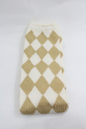 画像: BABY,THE STARS SHINE BRIGHT / ON ダイヤ柄オーバーニー  白Ｘゴールド I-26-01-20-115-BA-ZA-SA-ZI