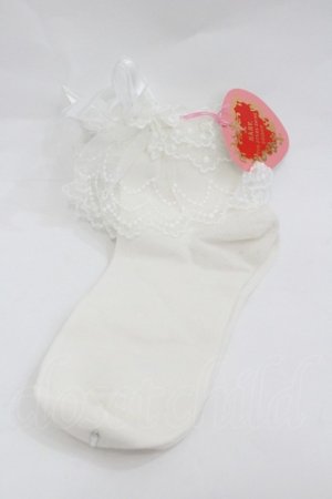 画像: BABY,THE STARS SHINE BRIGHT / チュールレースクルー丈ソックス  白 I-26-01-20-118-BA-ZA-SA-ZI