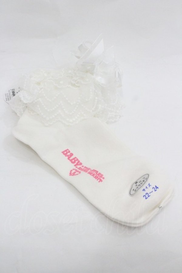 画像2: BABY,THE STARS SHINE BRIGHT / チュールレースクルー丈ソックス  白 I-26-01-20-118-BA-ZA-SA-ZI (2)