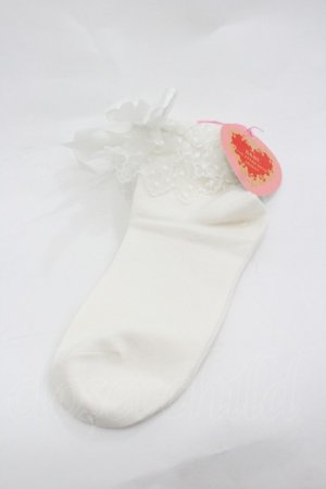 画像: BABY,THE STARS SHINE BRIGHT / チュールレースクルー丈ソックス  白 I-26-01-20-120-BA-ZA-SA-ZI