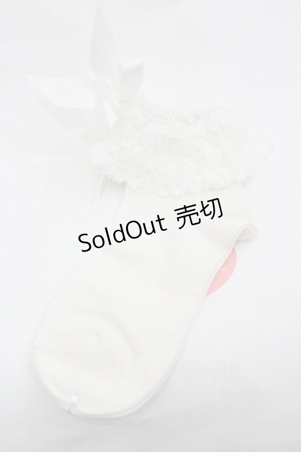 画像1: BABY,THE STARS SHINE BRIGHT / トーションレースクルー丈ソックス  白 I-26-01-20-121-BA-ZA-SA-ZI (1)