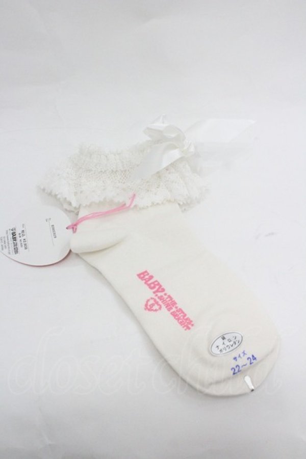 画像2: BABY,THE STARS SHINE BRIGHT / トーションレースクルー丈ソックス  白 I-26-01-20-121-BA-ZA-SA-ZI (2)