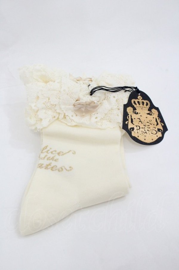 画像1: ALICE and the PIRATES / トーションレースクルー丈ソックス  生成り I-26-01-20-122-PA-ZA-SA-ZI (1)