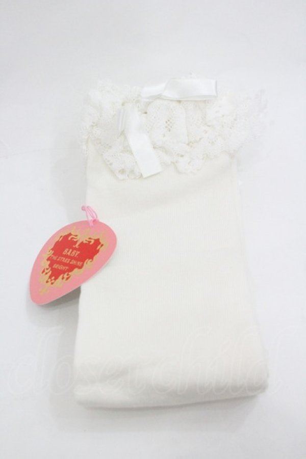 画像1: BABY,THE STARS SHINE BRIGHT / トーションレースオーバーニーソックス  白 I-26-01-20-124-BA-ZA-SA-ZI (1)