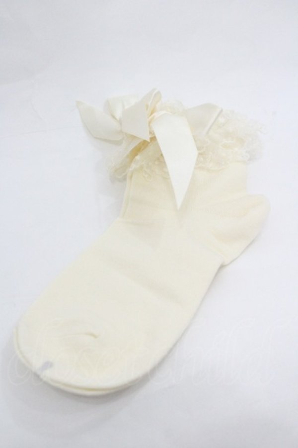 画像1: BABY,THE STARS SHINE BRIGHT / チュールレースクルー丈ソックス  生成り I-26-01-20-125-BA-ZA-SA-ZI (1)