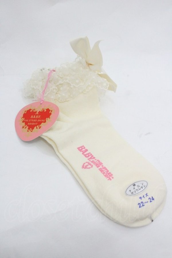 画像2: BABY,THE STARS SHINE BRIGHT / チュールレースクルー丈ソックス  生成り I-26-01-20-125-BA-ZA-SA-ZI (2)