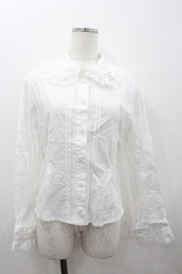 画像1: BABY,THE STARS SHINE BRIGHT / ハートレースブラウス  白 I-26-01-20-002-BA-BL-SA-ZI (1)