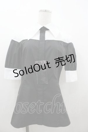 画像: MIHO MATSUDA / ブラウス・シーレ M 黒Ｘ白 I-26-01-20-013-GO-BL-SA-ZI